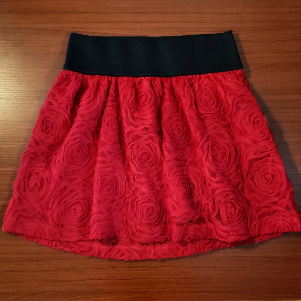 Textured Red Mini Skirt